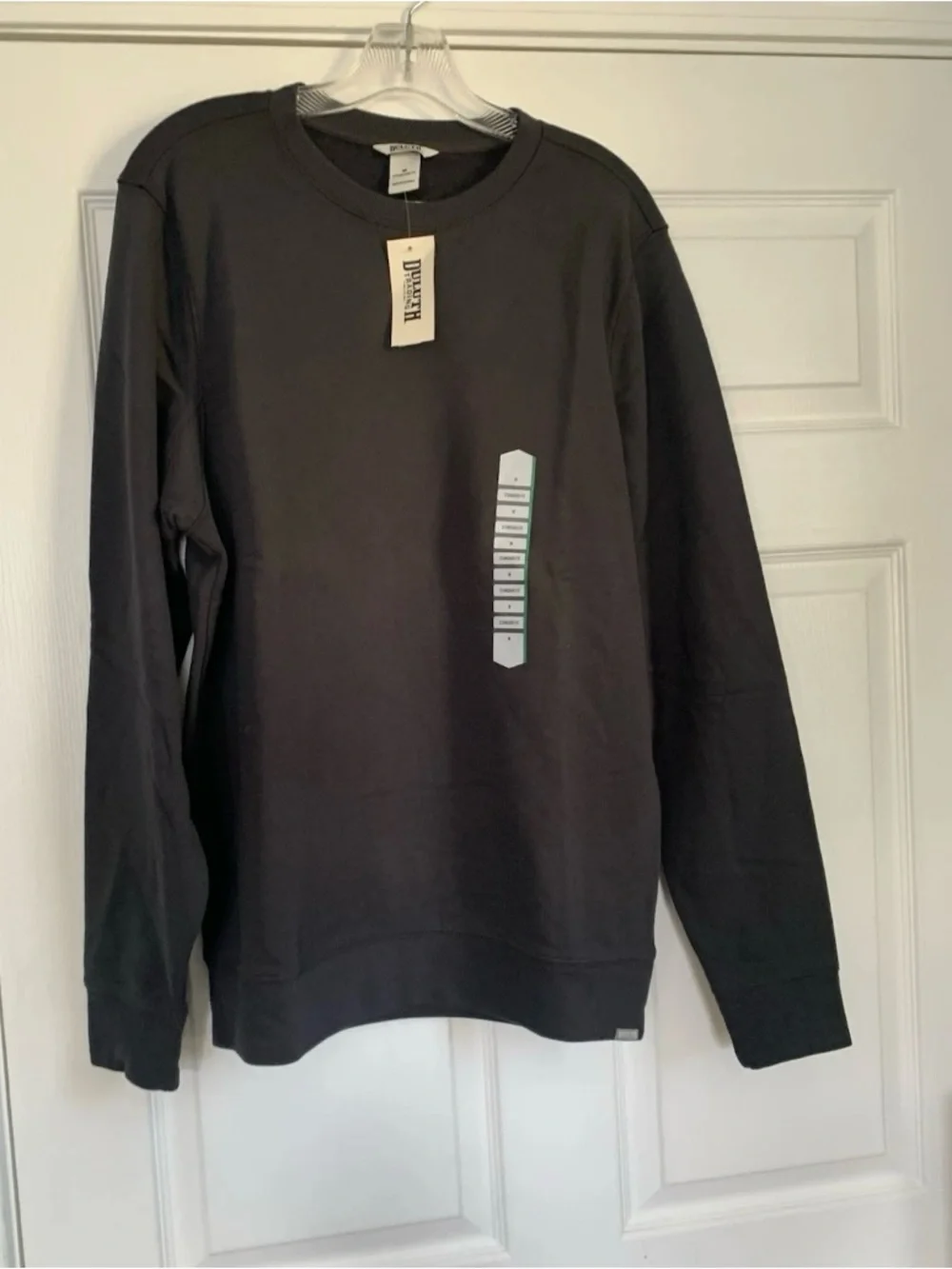Duluth Trading Co Sweatshirt Mens Medium M Black Dark Gray Crew Neck NWT